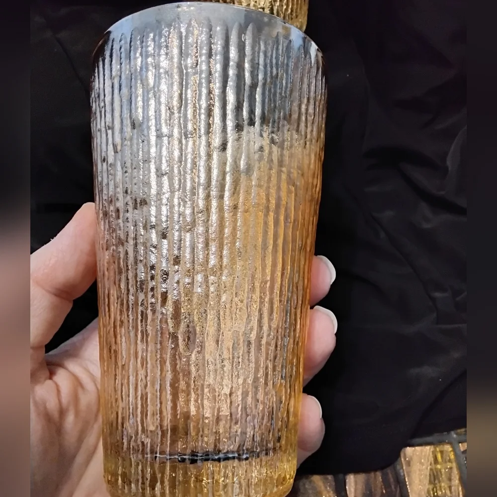 Vintage Set of Jeannette Tree Bark 3~Jeanette Carnival Glass-Honeycomb-Gold 1